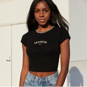 Brooklyn NYC Black Crop Top